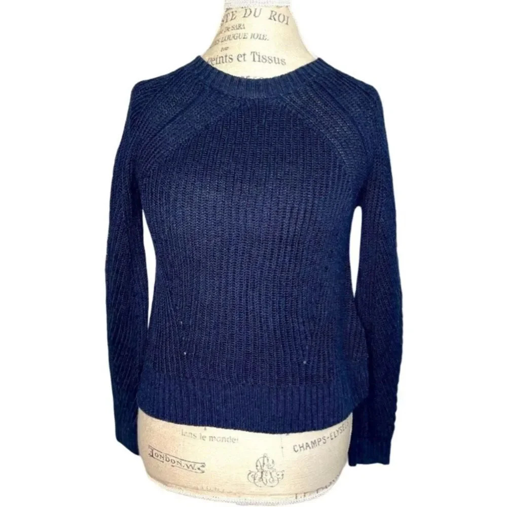 Ralph Lauren Black Label Navy Sweater Linen/Viscose Petite Small EUC HOST PICK